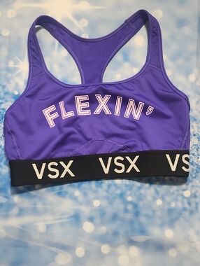 VSX Purple Racerback 'Flexin'' Sport Bra with Black Logo Band